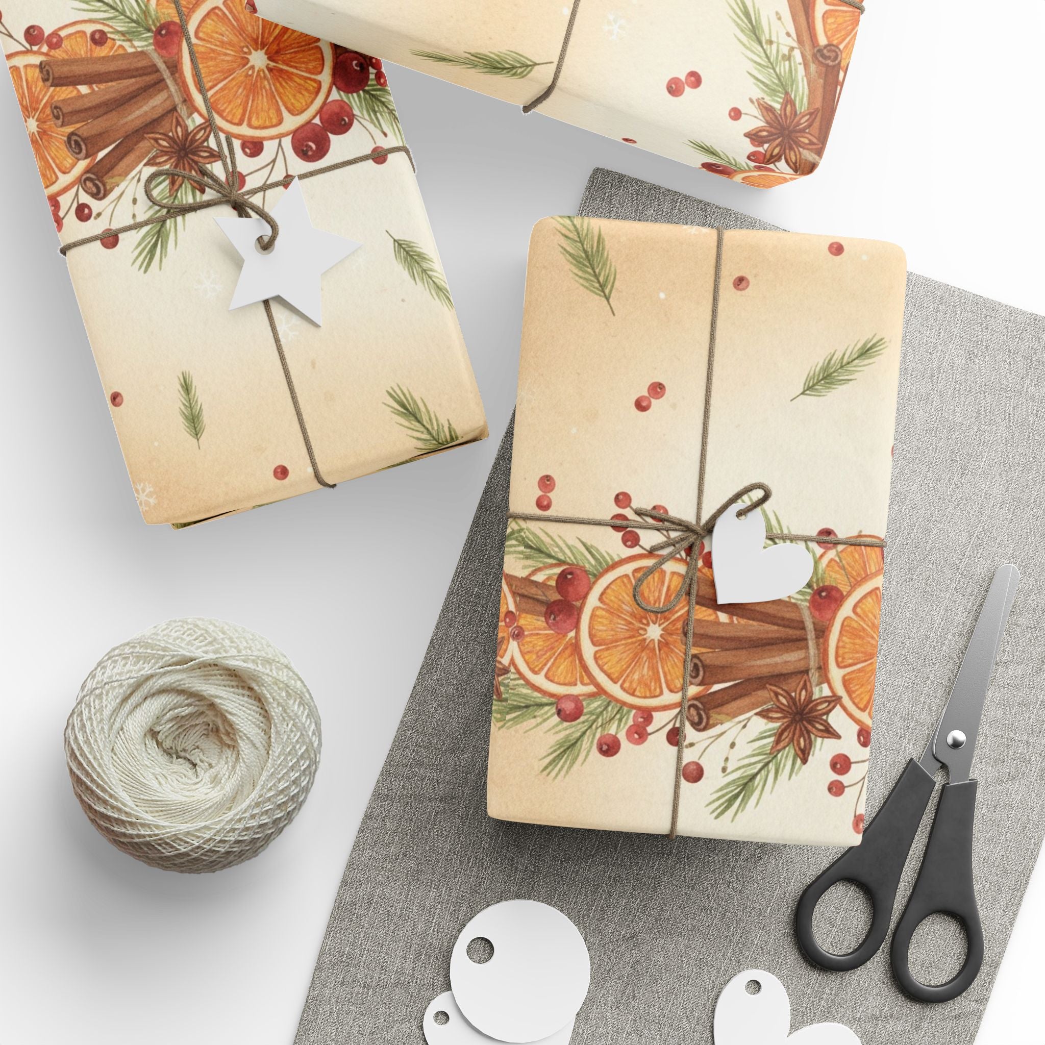 Spiced Citrus Wreath Wrapping Paper | Holiday Christmas Botanical Paper
