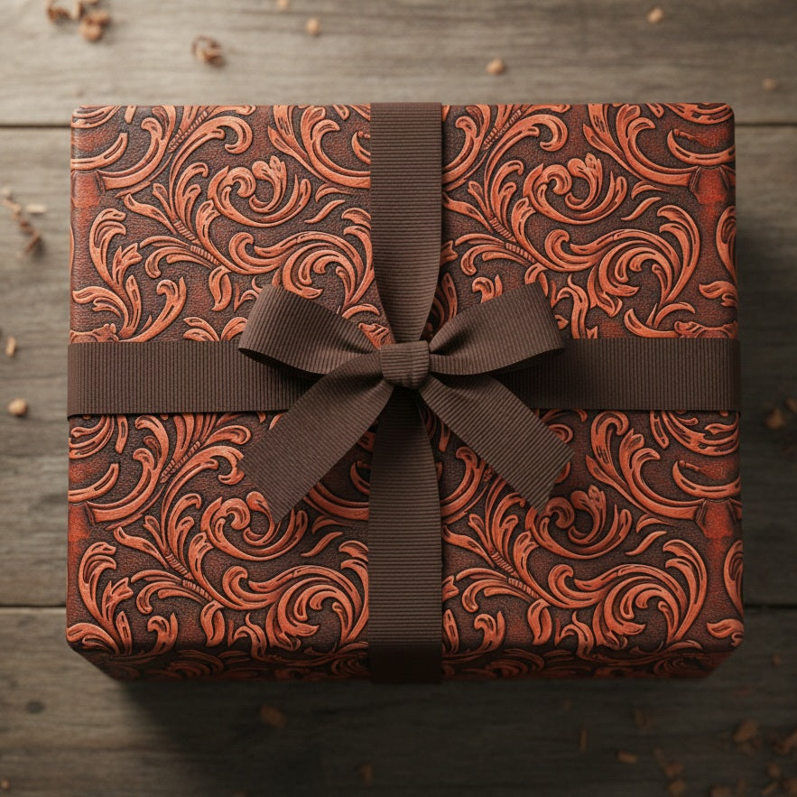 Leather Swirl Paisley Wrapping Paper | Decorative Gift Wrap Roll