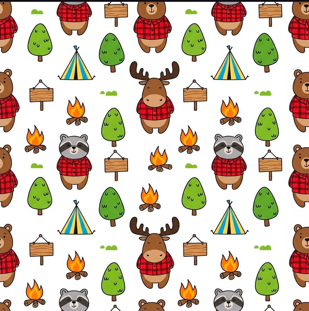 Camping Cartoon Wrapping Papers, Birthday Gift Wrap for Boys, Adventure Party Supplies, Toddler Party Favors, Outdoor Explorer Theme,
