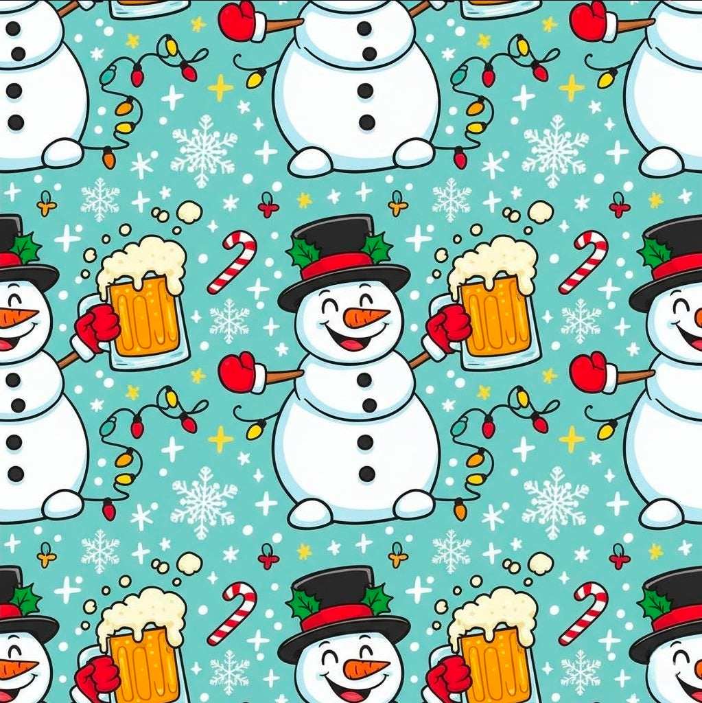 Christmas Beer Wrapping Paper, Funny Frosty the Snowman Gift Wrap for Men, Adult Humor Holiday