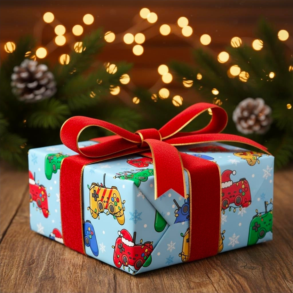 Wrapping Paper, Video Game Christmas Gift Wrap, Cute Gaming Controllers, Holiday Gamer Boys, Game Controller Design, Gamer Christmas Decor,