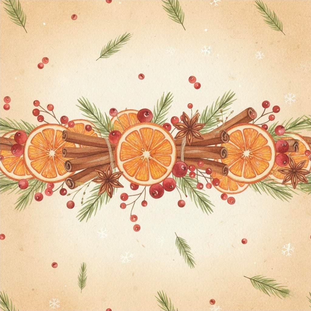 Spiced Citrus Wreath Wrapping Paper | Holiday Christmas Botanical Paper