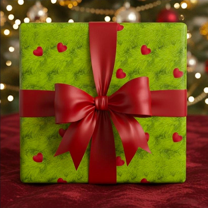 Grinch Pattern Wrapping Paper, Christmas Gift Wrap, Holiday Present Packaging, Festive Gift Wrap Roll, Green Gift Wrap Paper Roll, Christmas