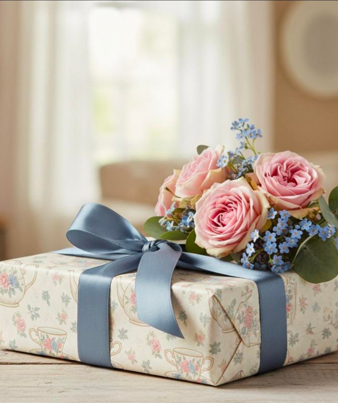 Floral Teapot Pattern Wrapping Paper | Vintage Tea Party Gift Wrap