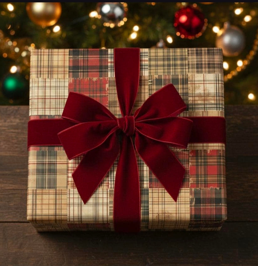 Wrapping Paper, Christmas Gift Wrap, Vintage Quilt Style, Patchwork Plaid, Cozy Holiday Wrap, Winter Gift Wrap
