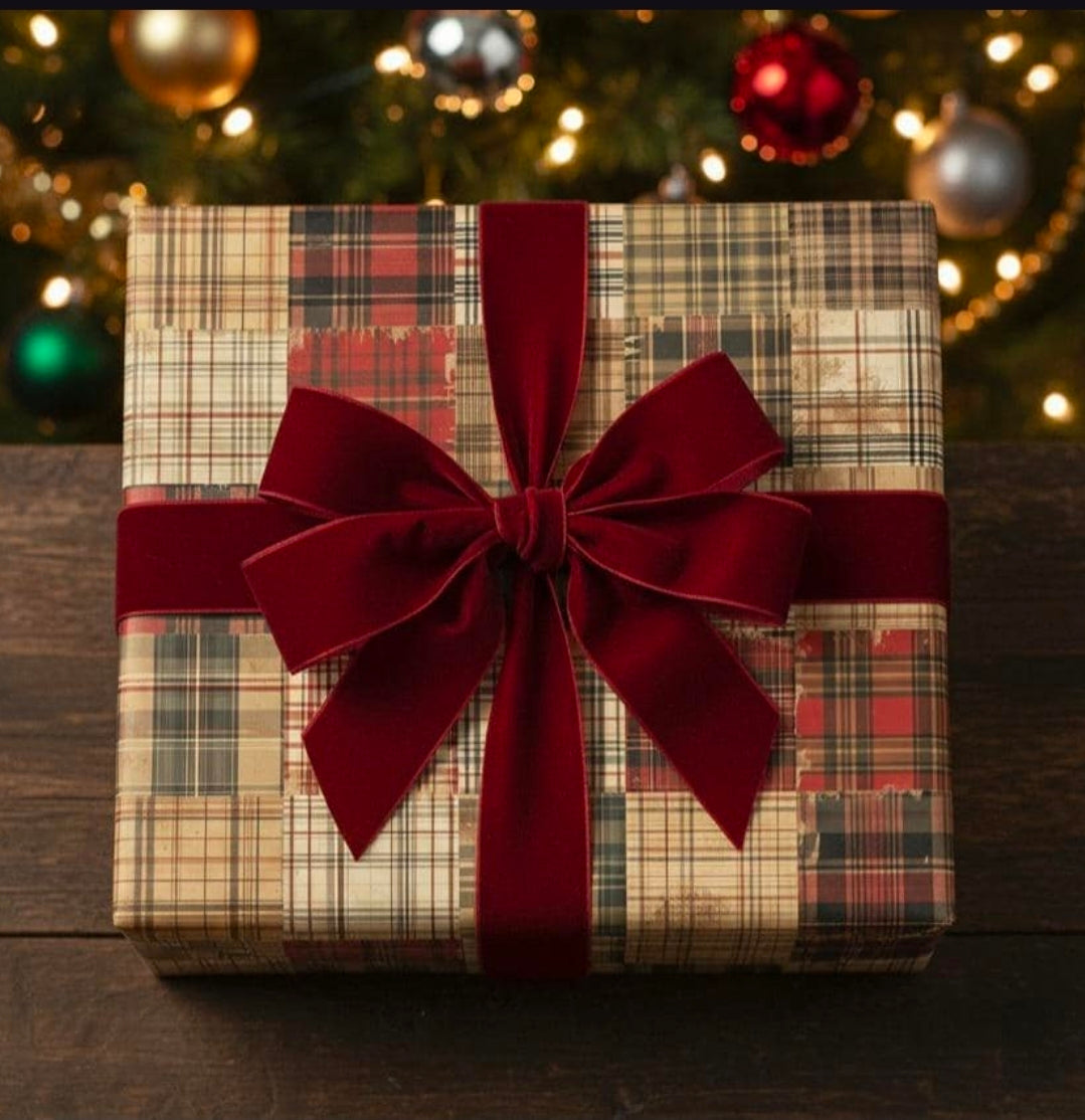Wrapping Paper, Christmas Gift Wrap, Vintage Quilt Style, Patchwork Plaid, Cozy Holiday Wrap, Winter Gift Wrap