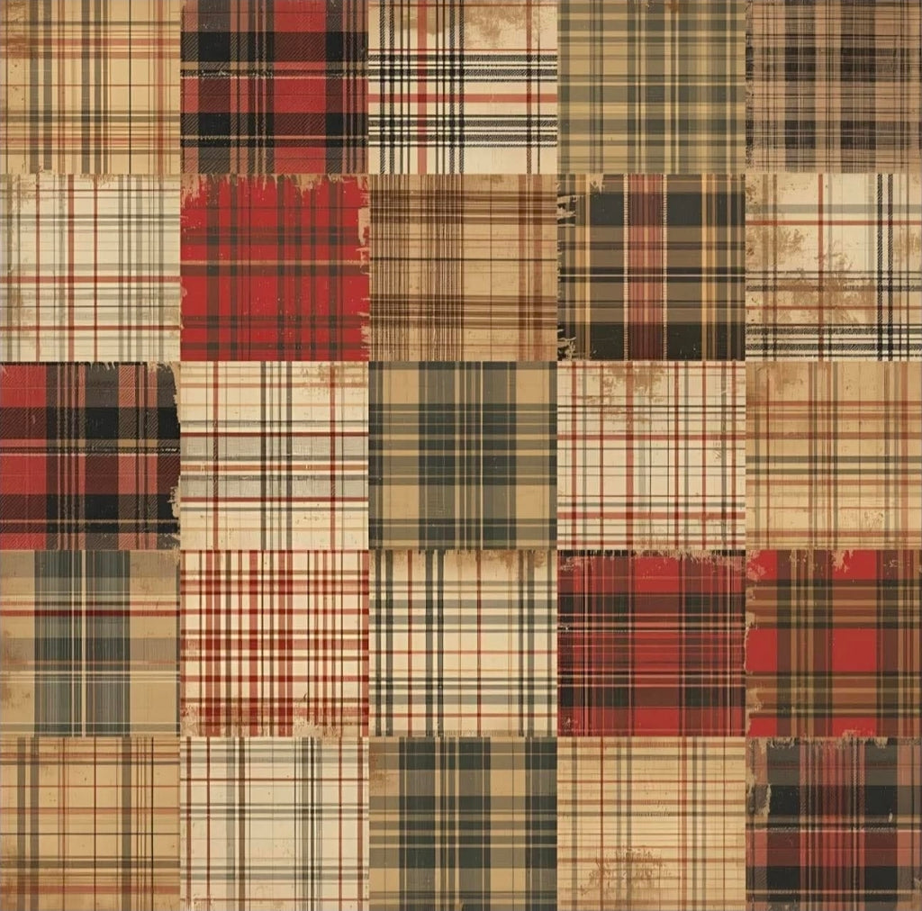 Wrapping Paper, Christmas Gift Wrap, Vintage Quilt Style, Patchwork Plaid, Cozy Holiday Wrap, Winter Gift Wrap
