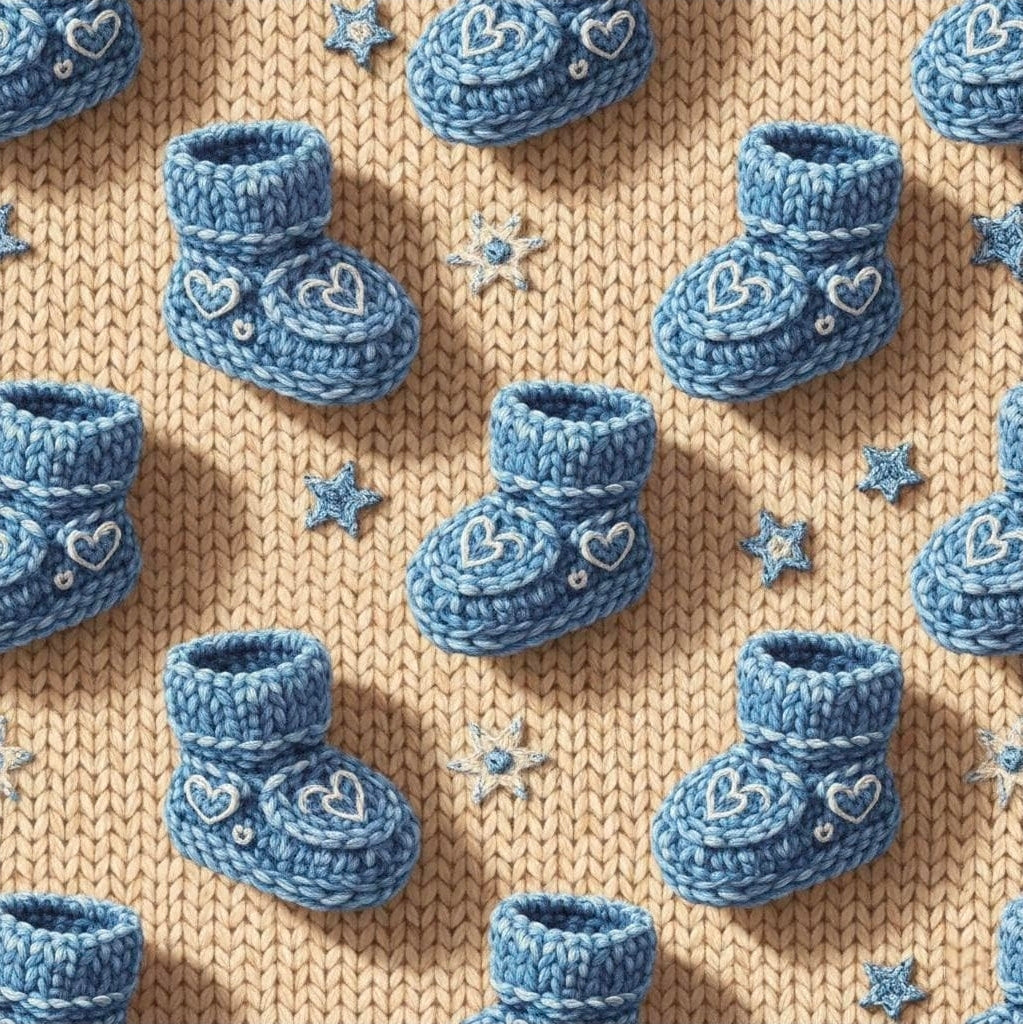 Knitted Wrapping Paper, Baby Shower Gift Wrap, Baby Boy Booties Design, Blue Gift Wrap Paper, Cute Baby Shower Wrap