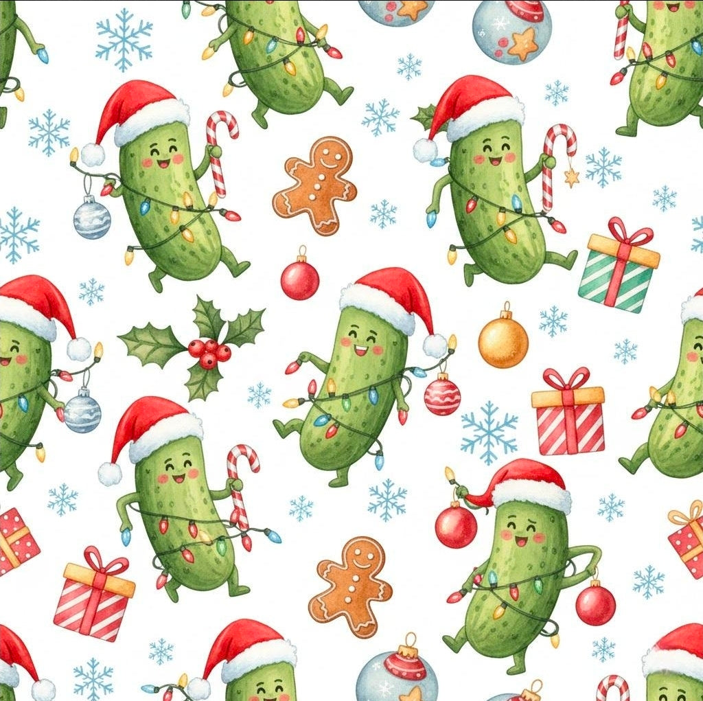 Funny Pickle Christmas Wrapping Paper | Cute Holiday Gift Wrap | Festive Foodie Xmas Paper | Silly Gag Gift Wrap | Quirky Christmas Decor