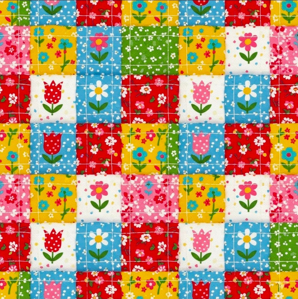 Colorful Floral Patchwork Wrapping Paper | Gift Wrap Roll, Flower Pattern