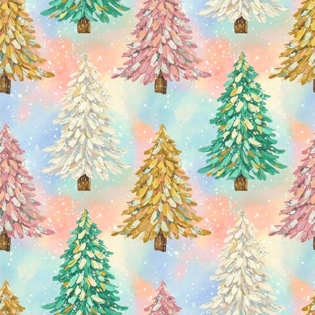 Pastel Watercolor Christmas Tree Wrapping Paper | Brush Stroke Gift Wrap | Modern Minimal Holiday Paper | Soft Aesthetic Xmas Decor