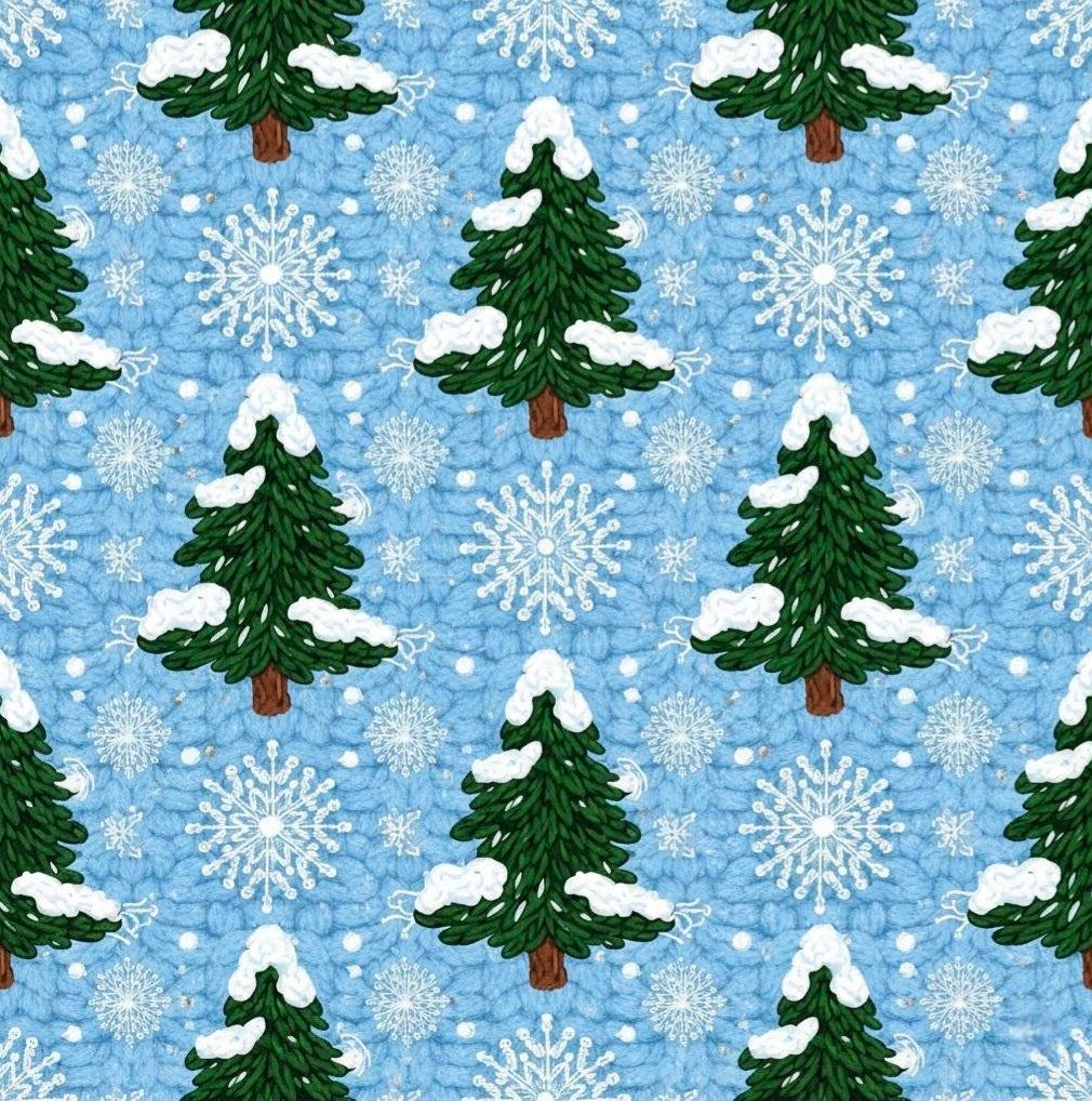 Knit Winter Wreath Pattern Wrapping Paper | Blue Snowflake Holiday Wrap