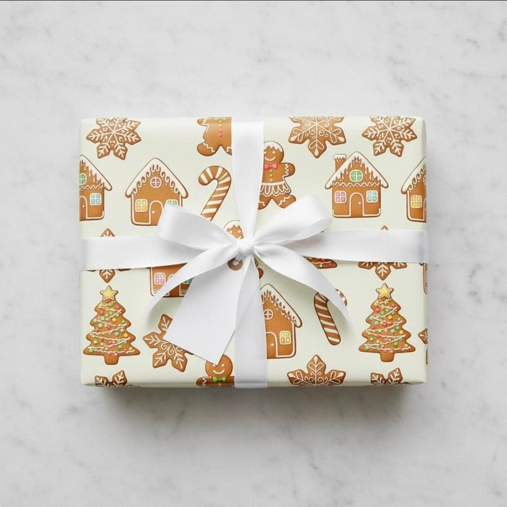 Wrapping Paper, Christmas Gingerbread Gift Wrap with Cookie House & Treats, Holiday Gift Wrap, Festive Present Wrap, Xmas Gift Packaging,