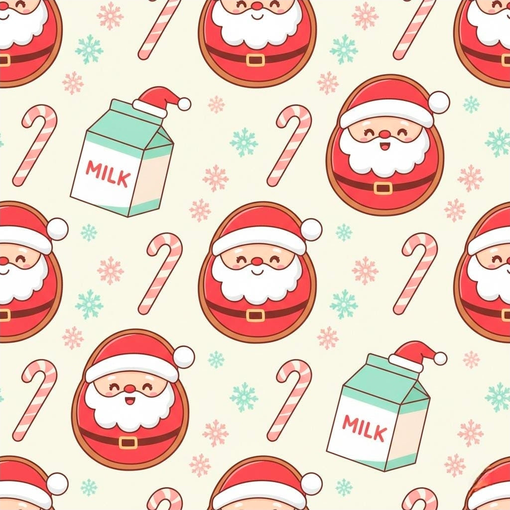 Christmas Cookies & Milk Wrapping Papers - Festive Holiday Gift Wrap, Cartoon Style Design, Cheerful Accents, Fun and Playful Presents