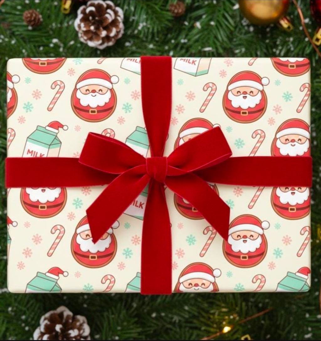 Christmas Cookies & Milk Wrapping Papers - Festive Holiday Gift Wrap, Cartoon Style Design, Cheerful Accents, Fun and Playful Presents