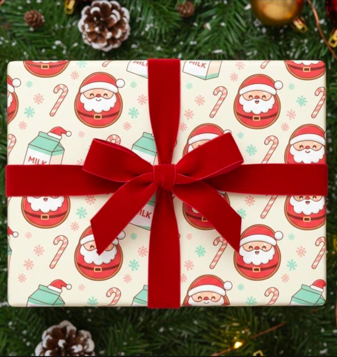 Christmas Cookies & Milk Wrapping Papers - Festive Holiday Gift Wrap, Cartoon Style Design, Cheerful Accents, Fun and Playful Presents