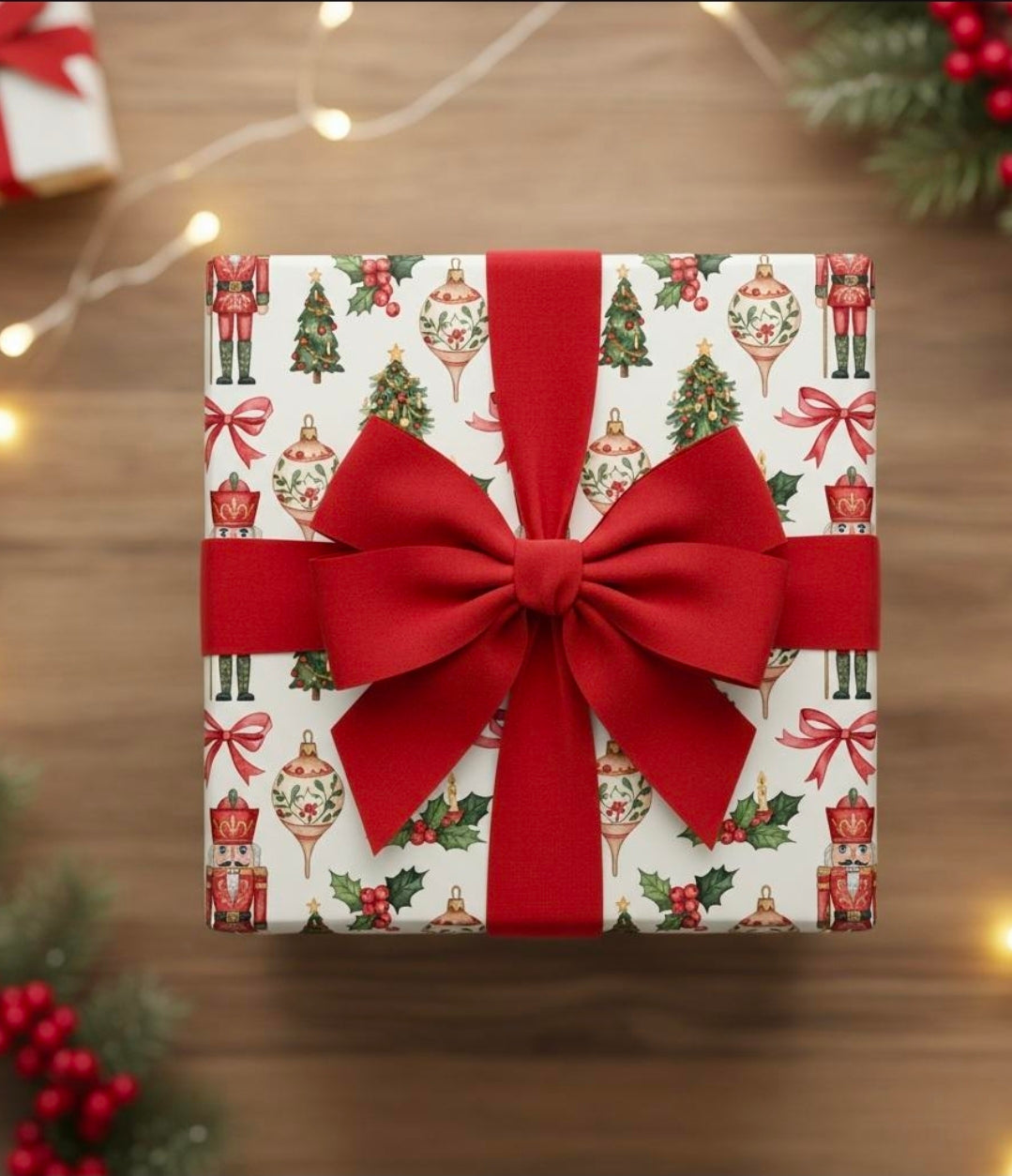 Nutcracker Christmas Wrapping Papers - Elegant Holiday Gift Wrap for Loved Ones, Clients - Classic Nutcrackers, Ornaments Design, Festive
