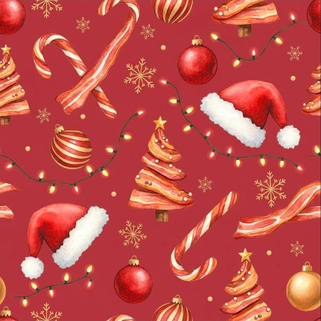 Funny Bacon Christmas Wrapping Paper | Cute Holiday Gift Wrap | Foodie Xmas Paper | Festive Breakfast Theme | Humorous Holiday Wrap