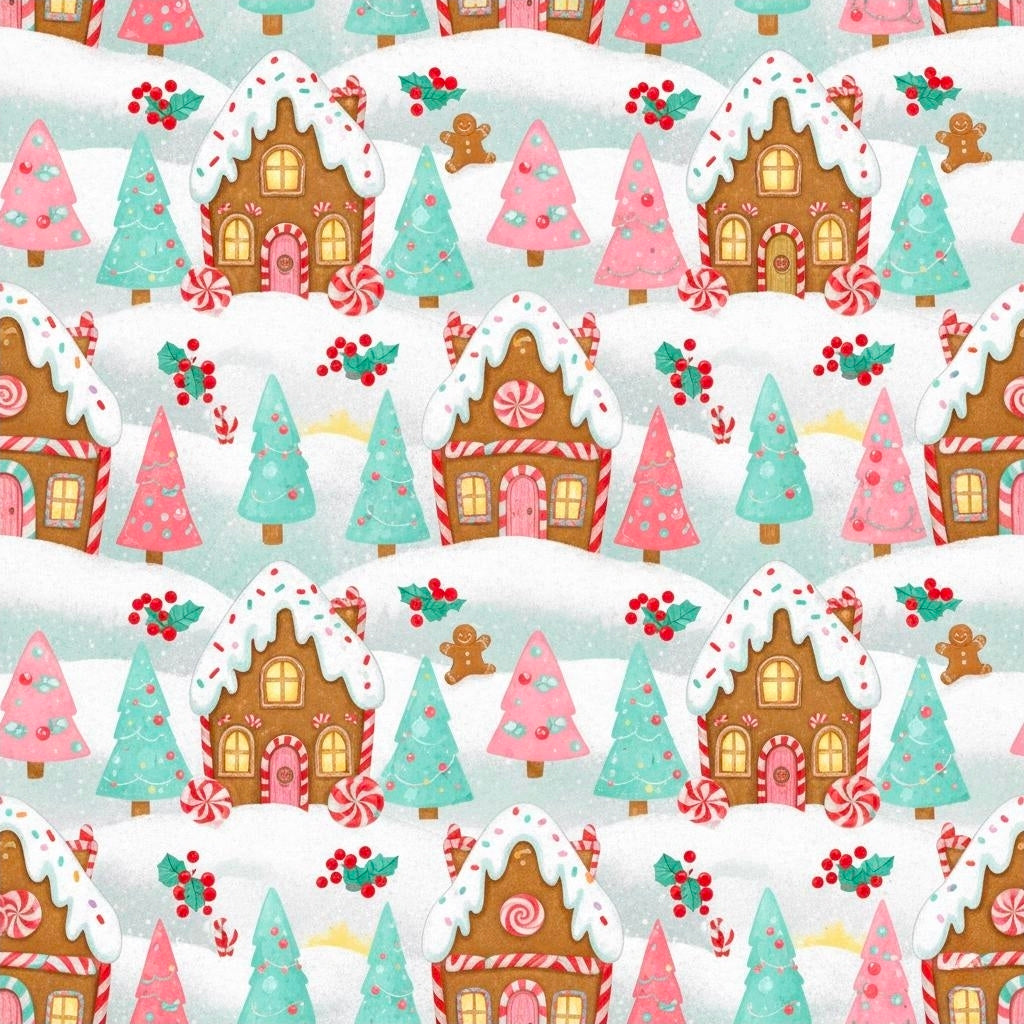 Wrapping Papers - Pastel Pink Gingerbread Sweet Christmas Gift Wrap Candy House Holiday Design, Gift Wrap, Christmas Gift Wrap, Holiday