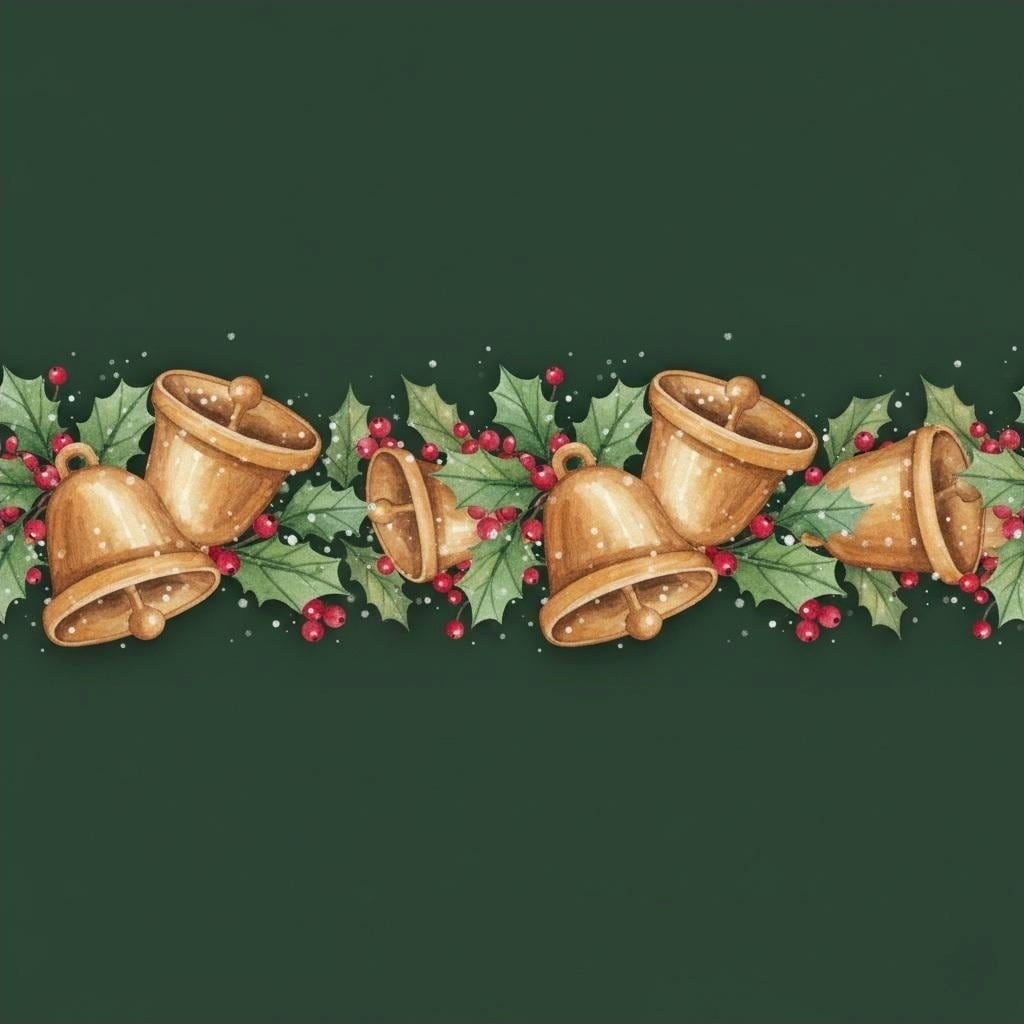 Holiday Bells and Holly Wrapping Papers | Christmas Gift Wrap Roll