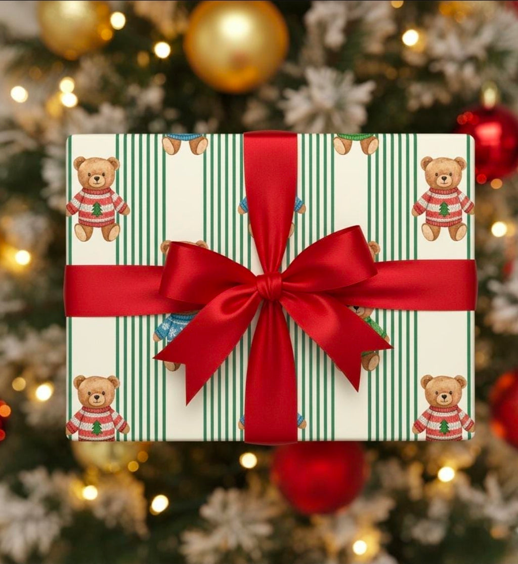 Teddy Bears Christmas Wrapping Paper – Cute Holiday Gift Wrap for Kids | GiftWrapz