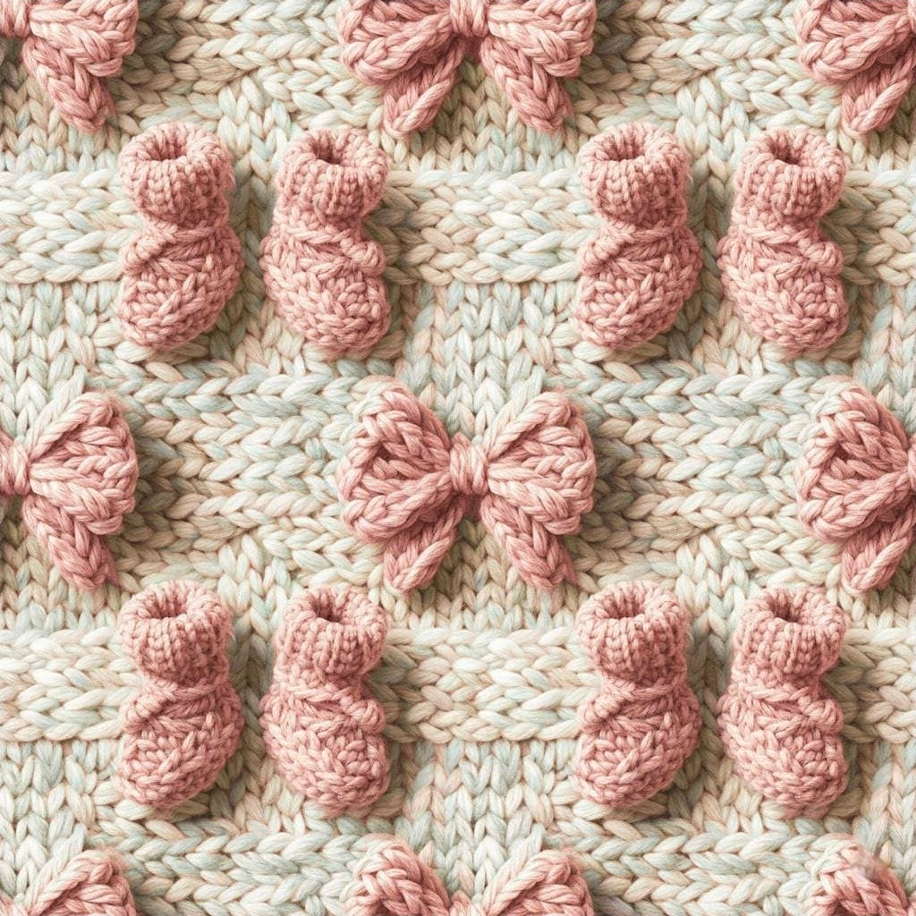 Knit Baby Shower Girl Wrapping Paper | Cozy Cable Knit Print