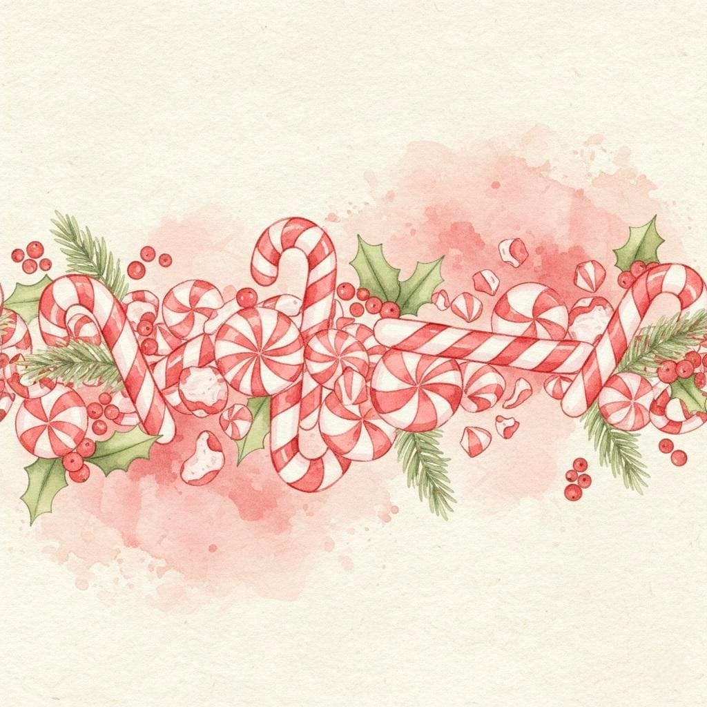 Candy Cane Wreath Wrapping Paper | Holiday Gift Wrap