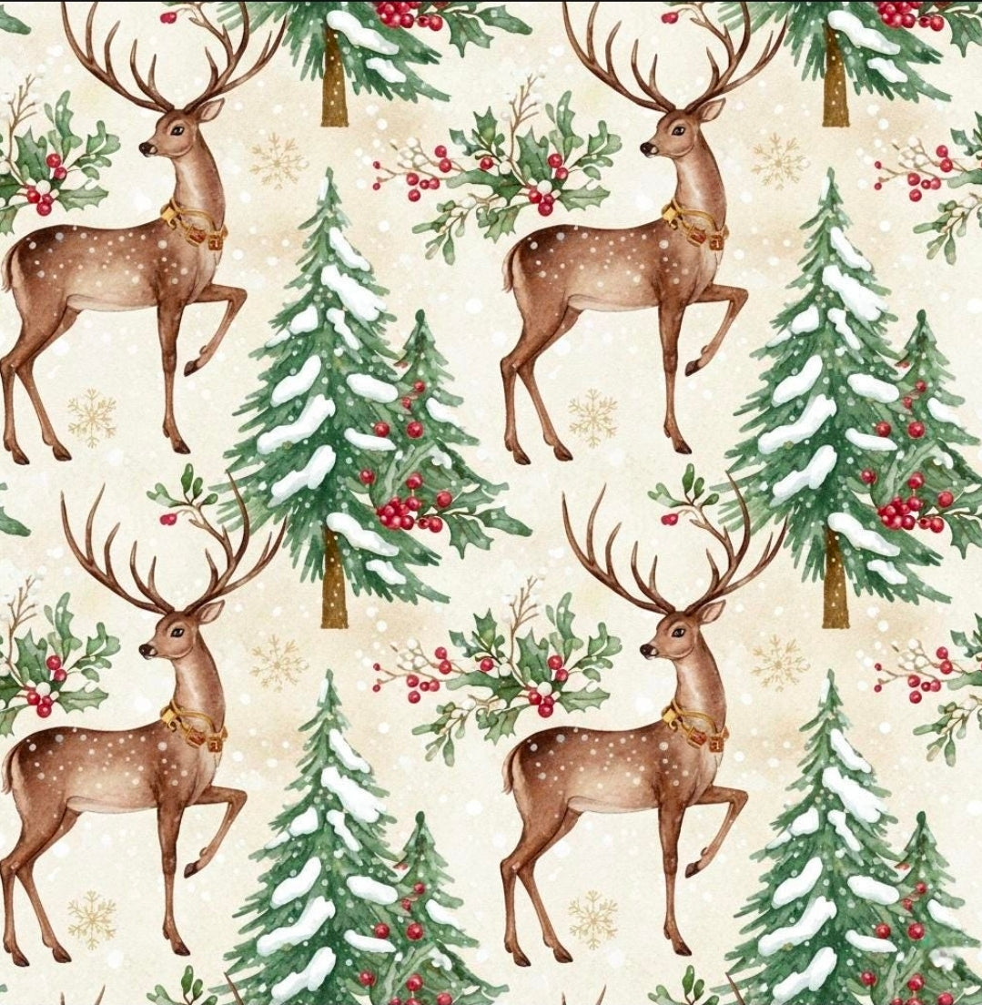 Vintage Christmas Deer Wrapping Papers, Holiday Gift Wrap, Traditional Christmas Style, Festive Craft Paper, Nostalgic Holiday Decor
