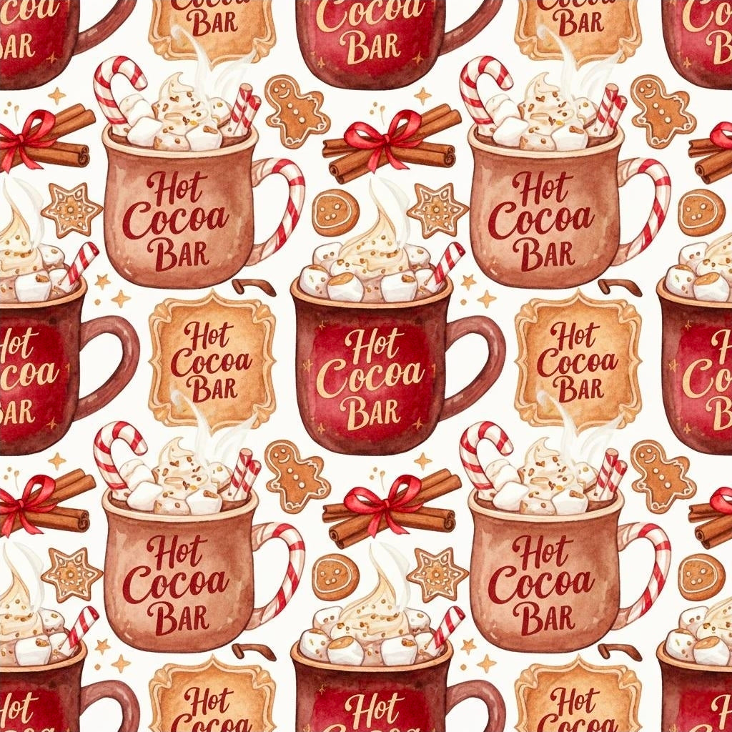 Holiday Hot Cocoa Christmas Wrapping Papers - Festive Gift Wrap for Christmas Morning Gifts, Winter Birthdays, Cocoa Bar Party Favors,