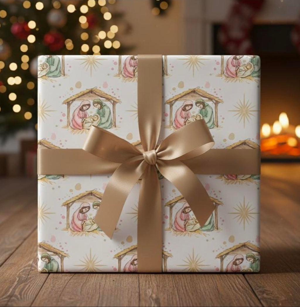 Nativity Scene Wrapping Paper | Holy Family Christmas Gift Wrap | Religious Christmas Paper | Manger Scene | Faith-Based Holiday Decor