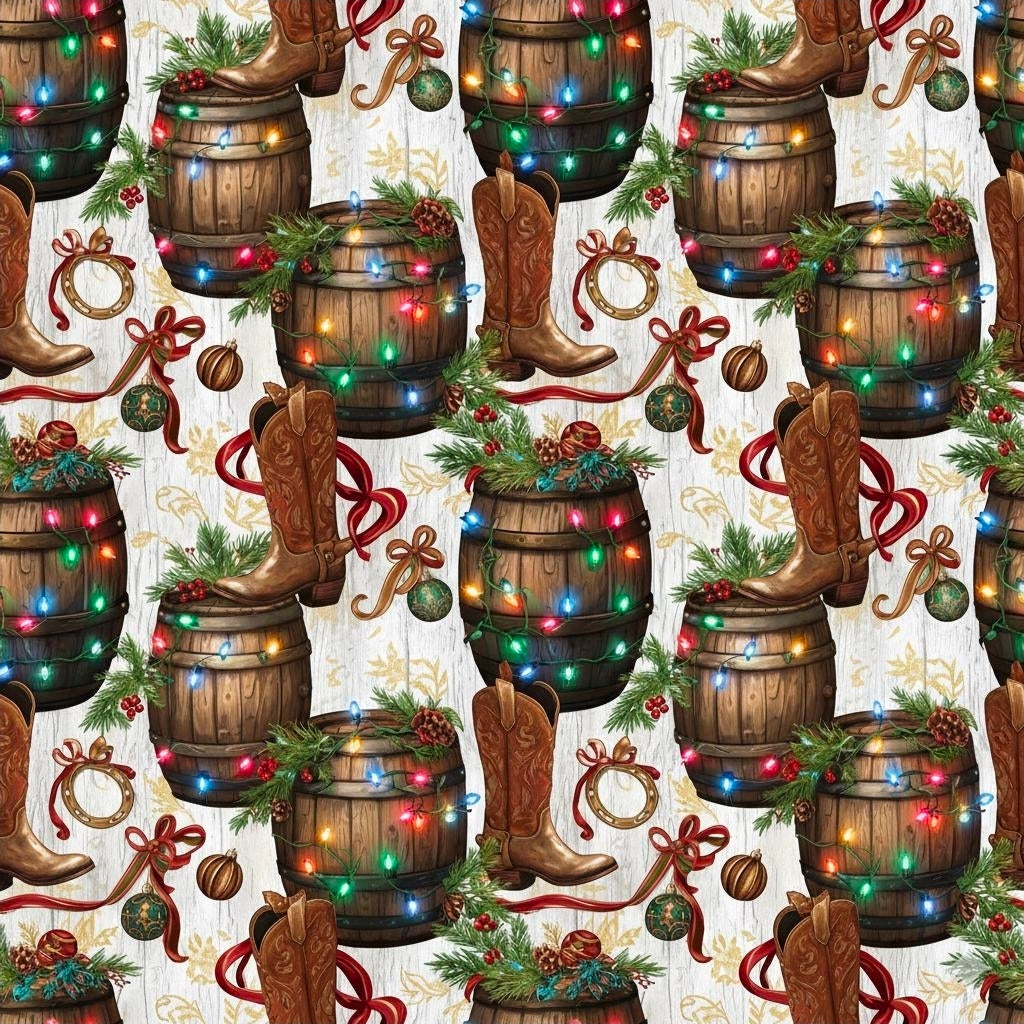 Cowboy Boots Christmas Wrapping Papers, Country Western Holiday Gift Wrap, Rustic Party Supplies, Unique Festive Packaging, Colorful Lights