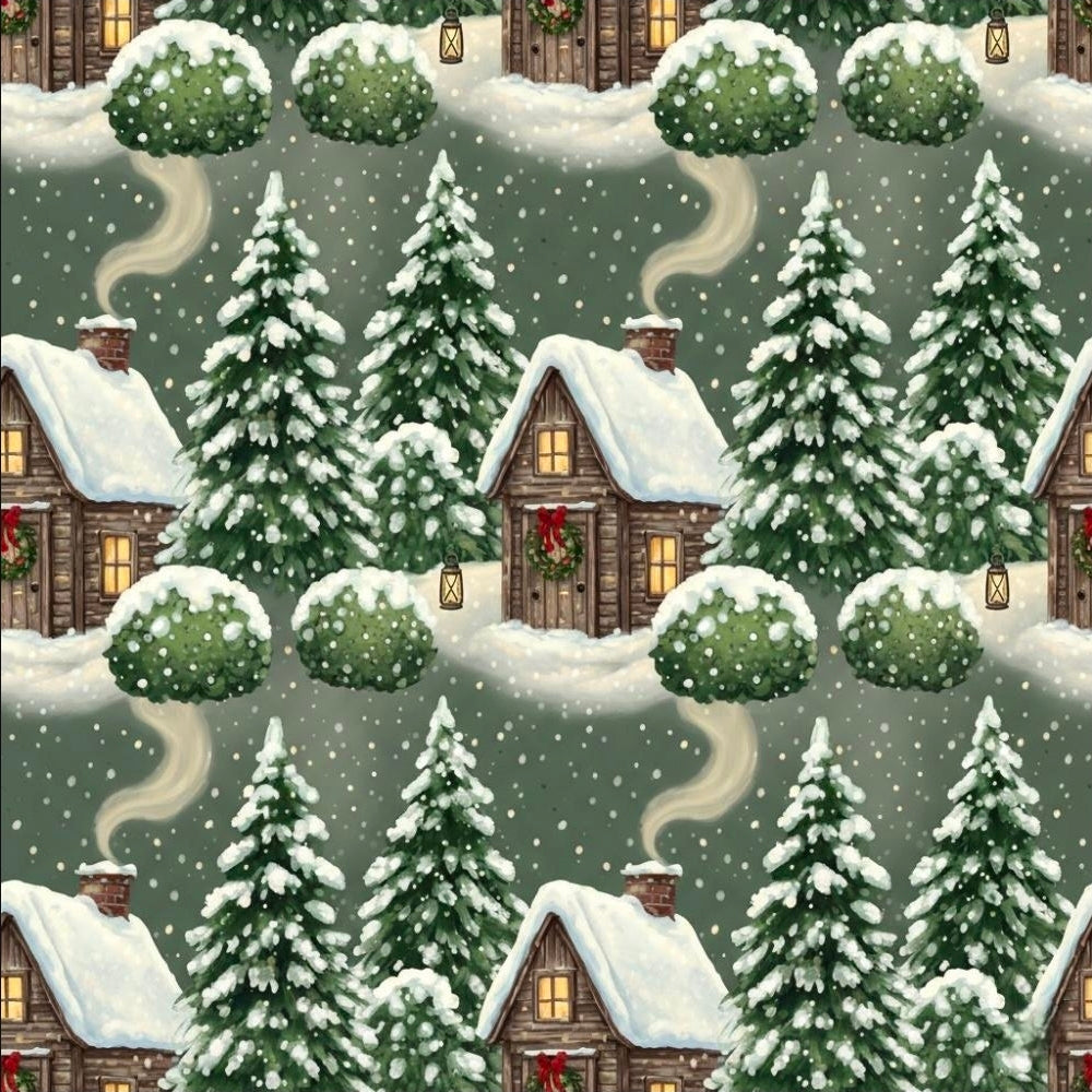 Wrapping Papers: Winter Wonderland Snowy Christmas Trees & Cozy Cabin Gift Wrap, Holiday Forest Theme, Festive Present Packing, Seasonal