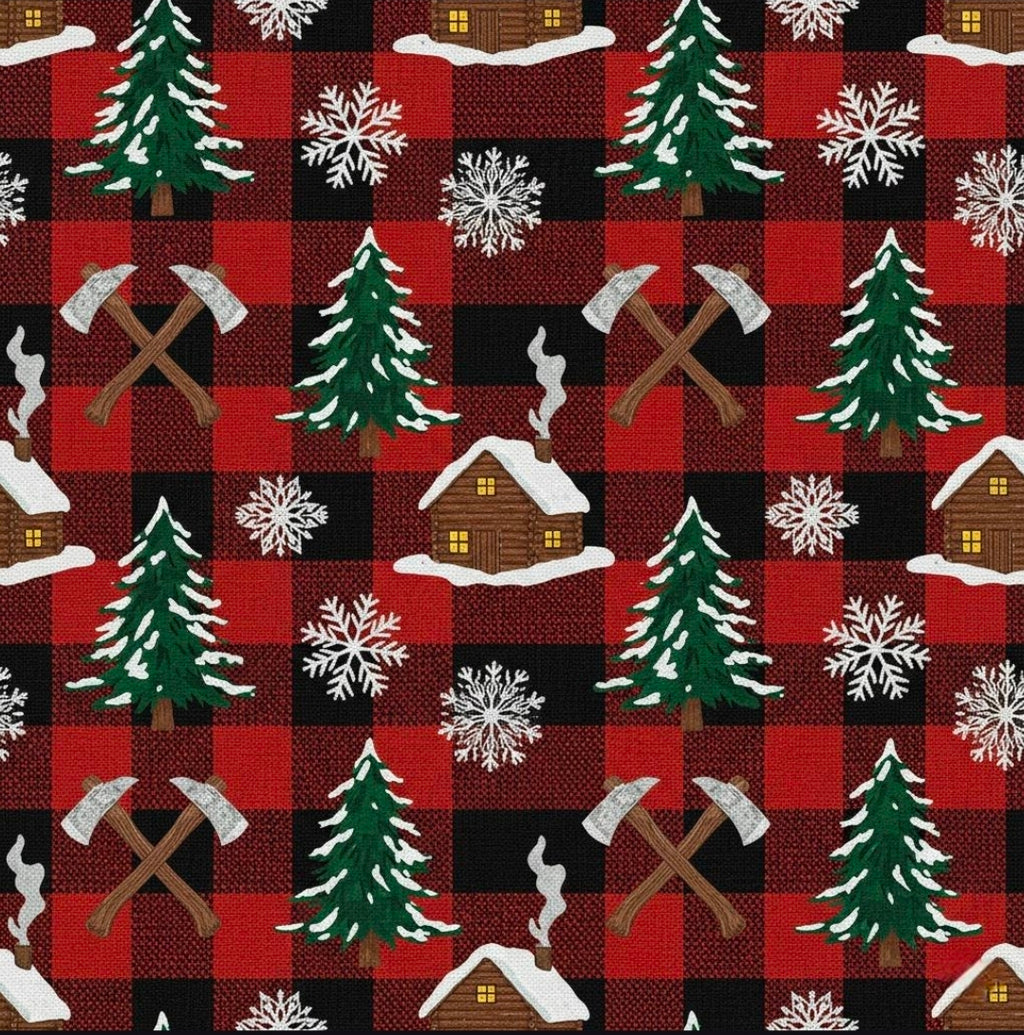 Wrapping Papers: Plaid Cabin Christmas Gift Wrap, Rustic Lumberjack Packaging, Winter Cozy Buffalo Check Paper, Holiday Axes