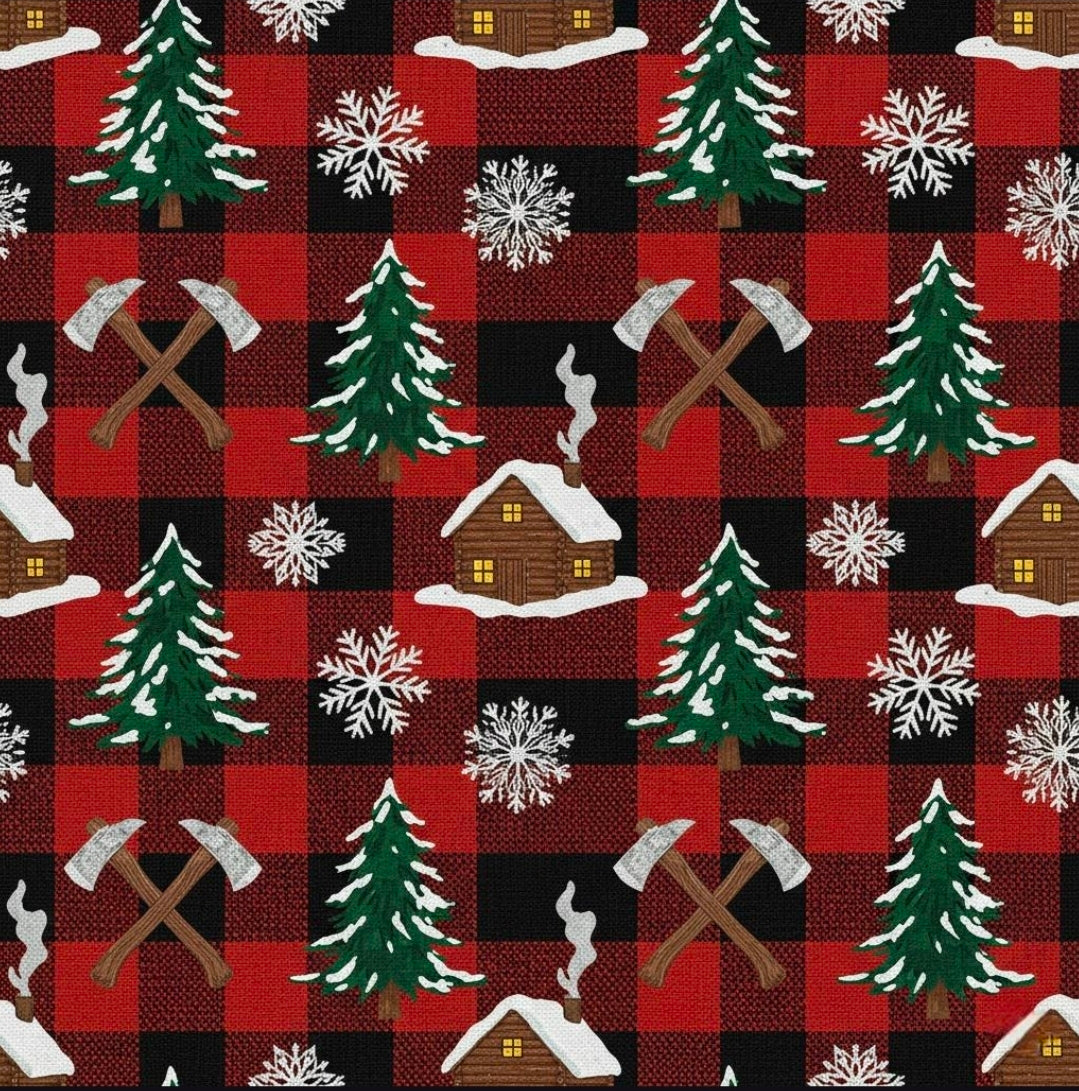 Wrapping Papers: Plaid Cabin Christmas Gift Wrap, Rustic Lumberjack Packaging, Winter Cozy Buffalo Check Paper, Holiday Axes