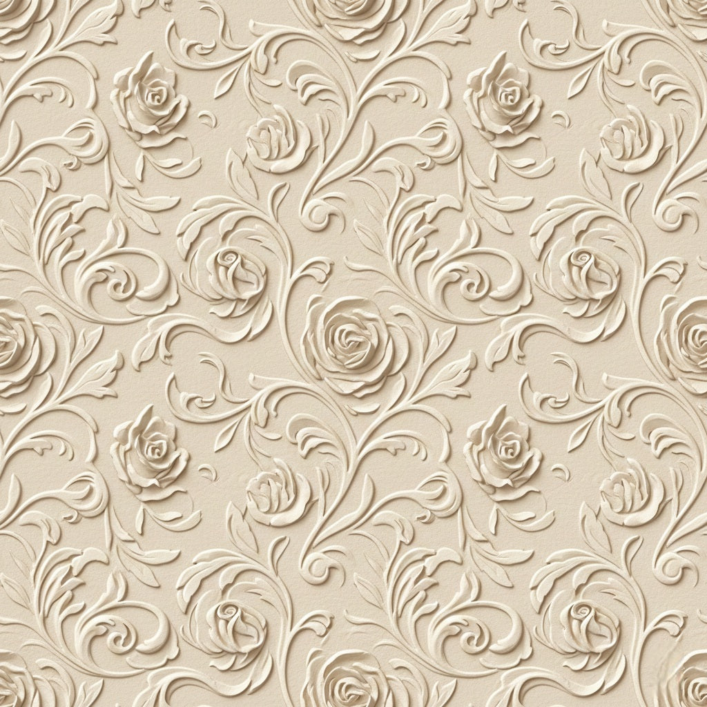 Ivory Embossed Rose Pattern Wrapping Paper | Classic Floral Gift Wrap