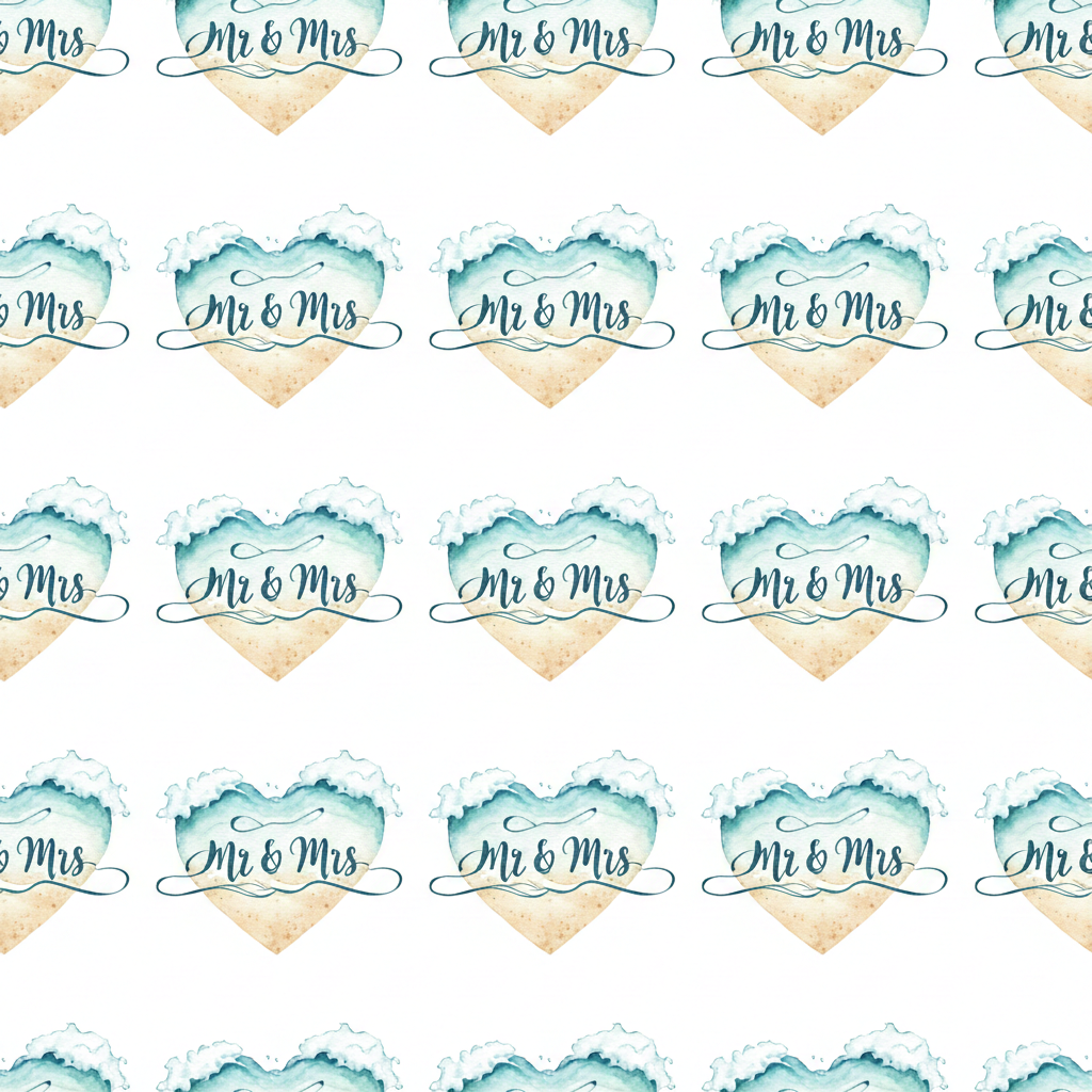 Sea Glass Wedding Wrapping Paper | Tropical Summer Pattern | Mr and Mrs