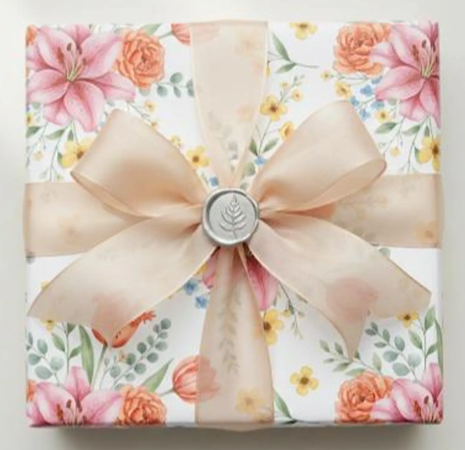 Pink Watercolor Floral Wrapping Paper | Bouquet Pattern, Gift Wrap Sheets