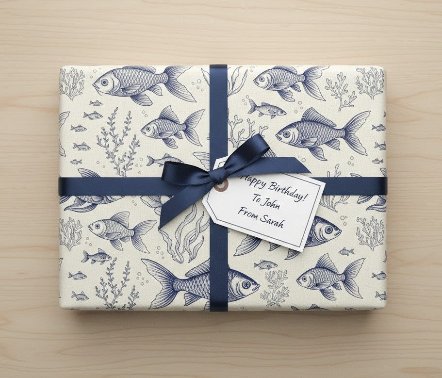 Mens fishing wrapping paper