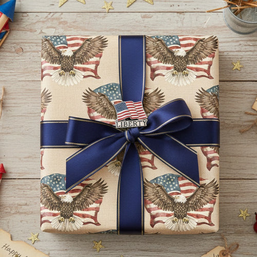American Flag Eagle Wrapping Papers | Patriotic Bald Eagle Pattern