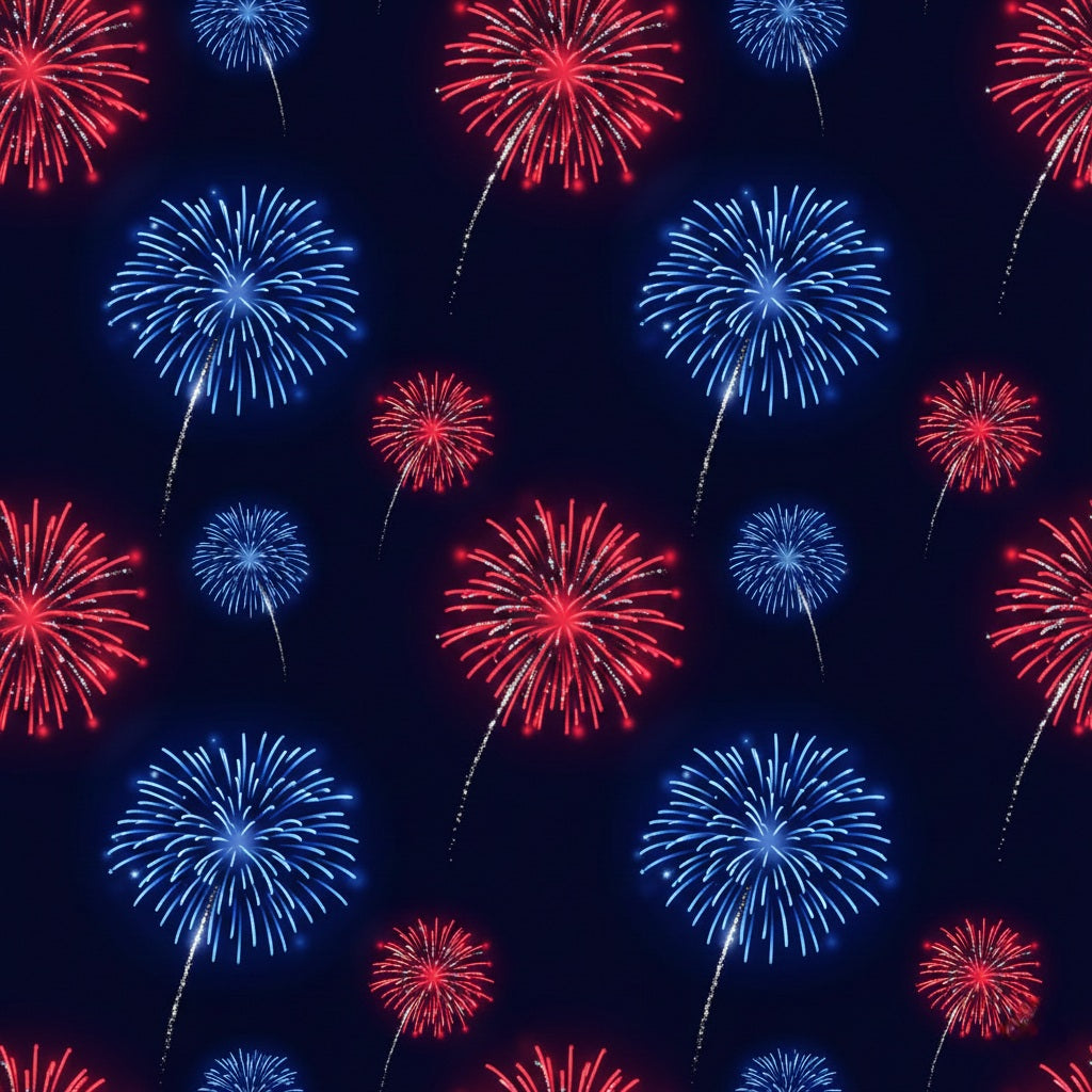 Red and Blue Fireworks Wrapping Paper | Patriotic Holiday Wrap