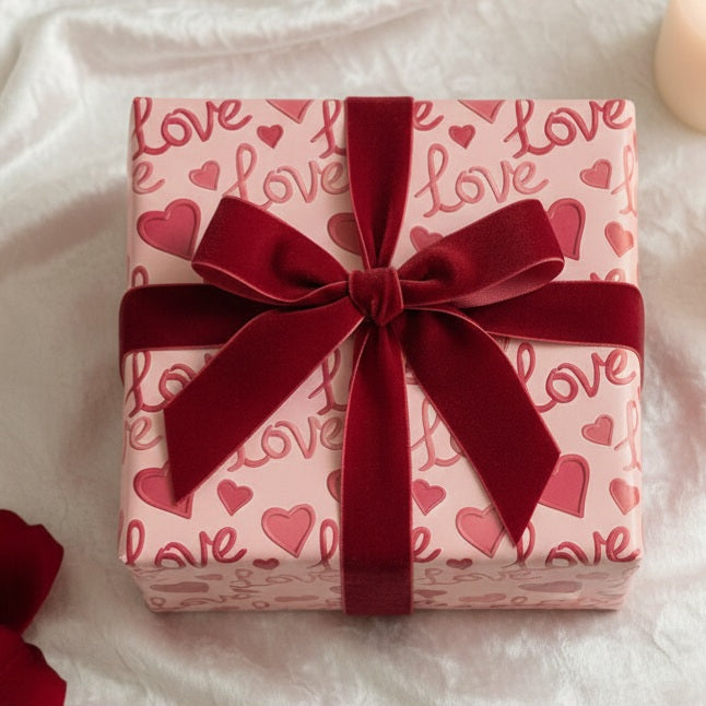 Pink Love Script Hearts Wrapping Paper | Valentine Gift Wrap
