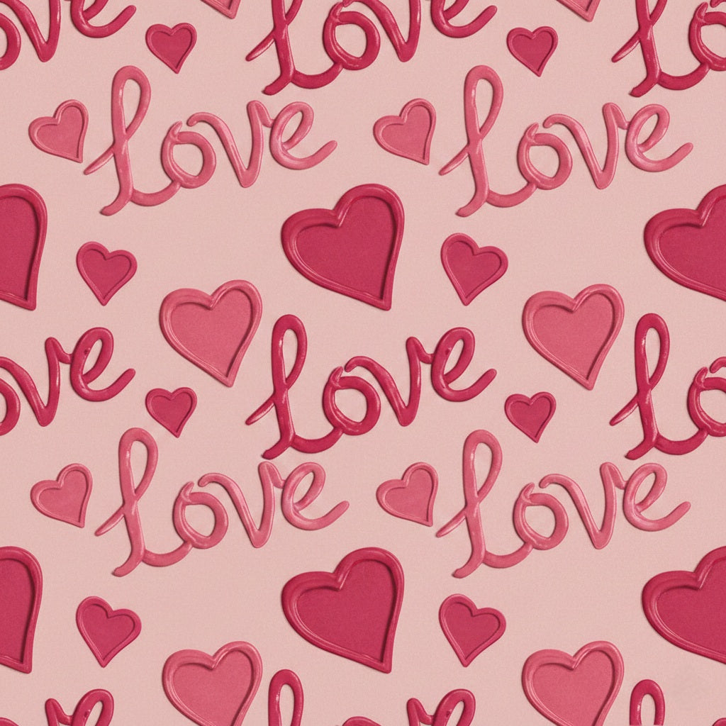 Pink Love Script Hearts Wrapping Paper | Valentine Gift Wrap