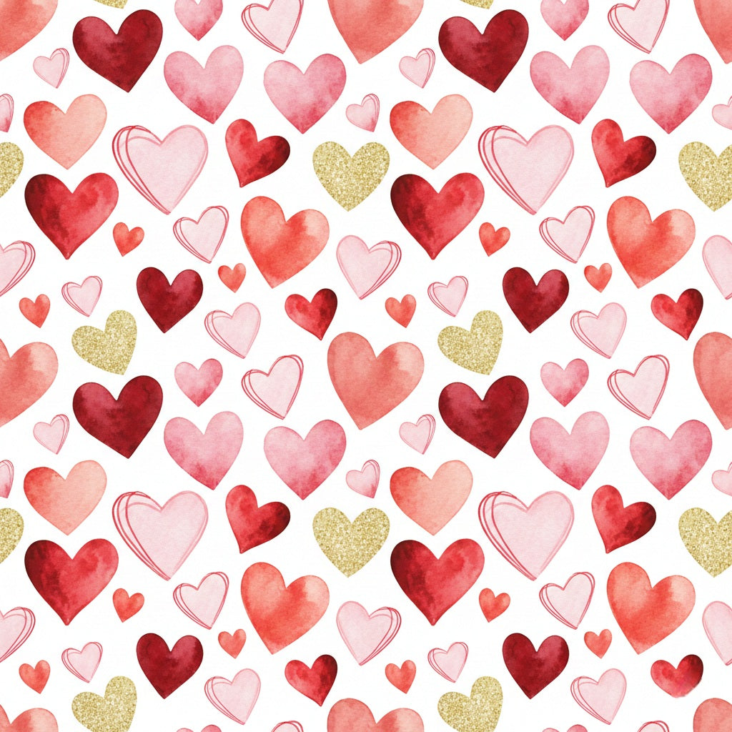 Watercolor Heart Pattern Wrapping Paper | Valentine Gift Wrap