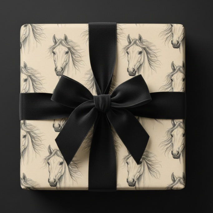 Hand-Drawn Horse Head Wrapping Paper | Animal Pattern Gift Wrap