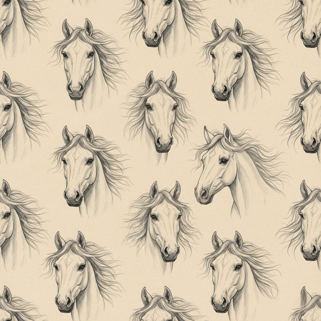 Hand-Drawn Horse Head Wrapping Paper | Animal Pattern Gift Wrap