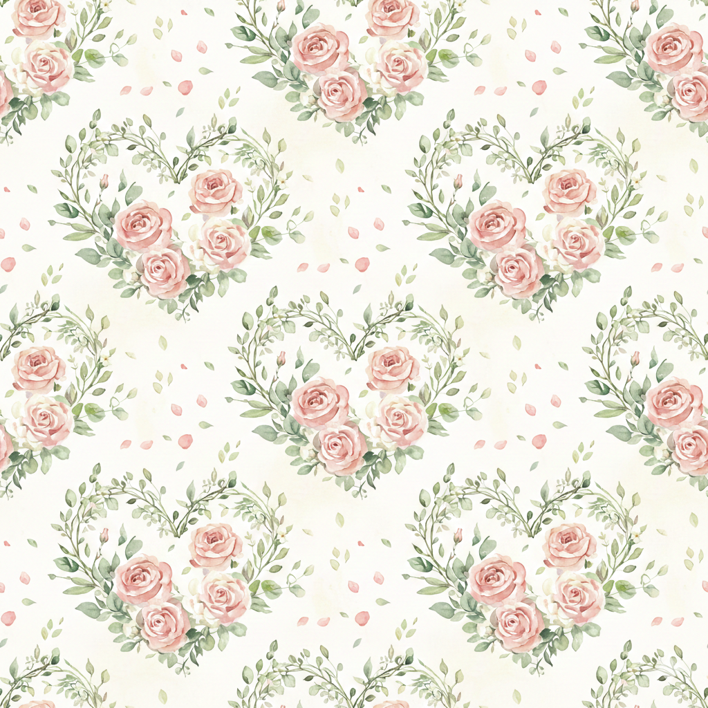 Pink Rose Wreath Wrapping Paper | Floral Gift Wrap, Vintage Bouquet Pattern