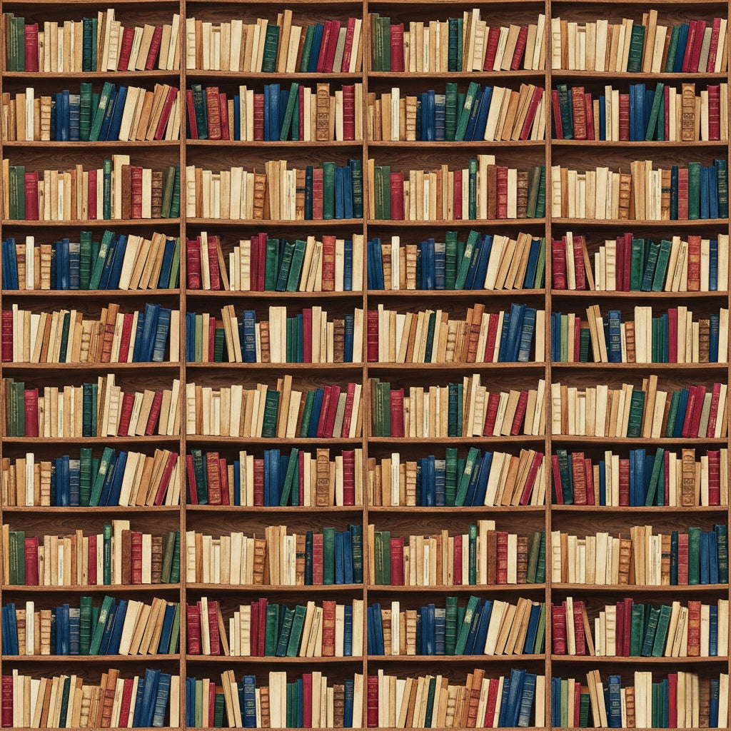 Vintage Bookshelf Pattern Wrapping Paper | Library Book Spine Gift Wrap