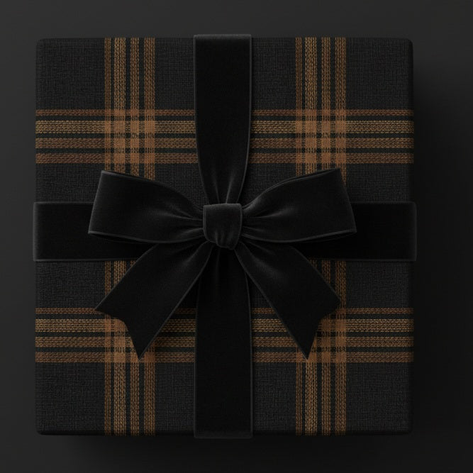 Brown Plaid Wrapping Paper | Black and Rust Plaid Gift Wrap