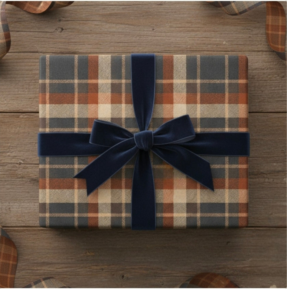 Brown Plaid Buffalo Check Wrapping Paper | Plaid Gift Wrap Roll