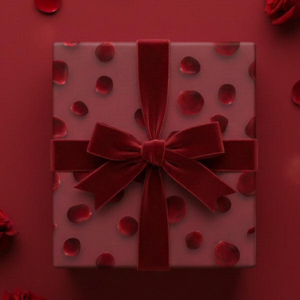 Red Rose Petals Texture Valentine Wrapping Paper | Burgundy Dot Gift Wrap Roll